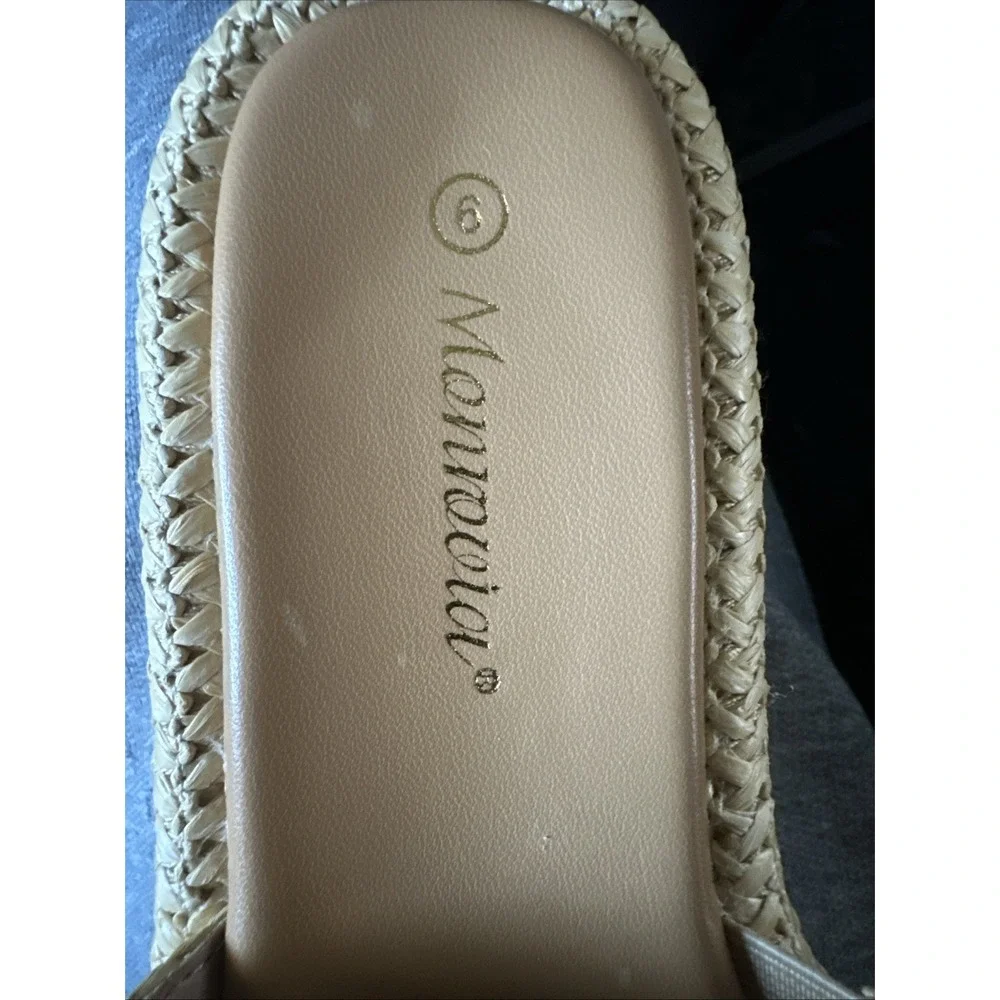 Monrovia Platform Sandals Womens Wedge Espadrilles Brown Tan‎ Beach Sandals Sz 6